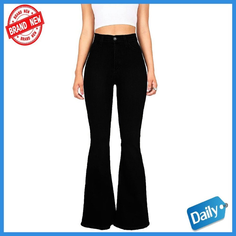 High Waisted Bell Bottom Jeans Stretch Flare Wide Leg Denim Pants